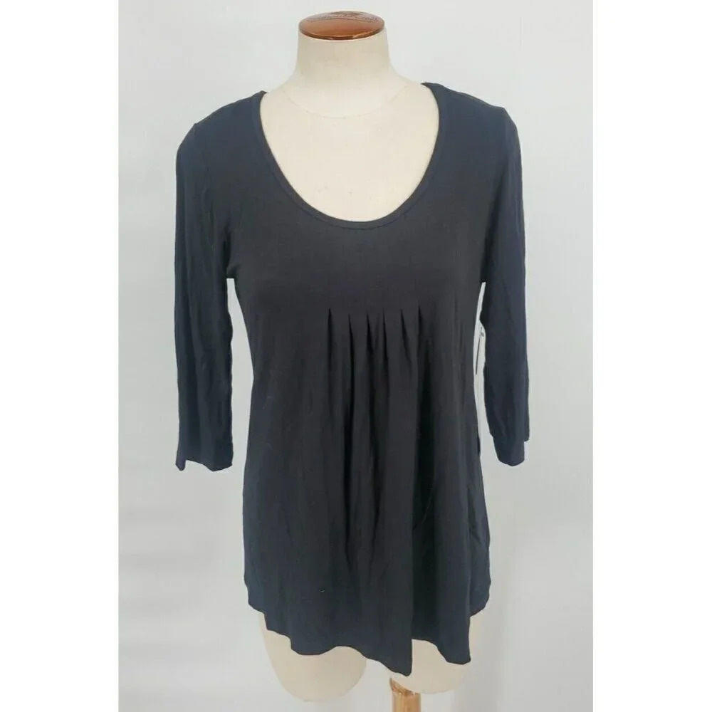 MIRACLEBODY by Miraclesuit Womens Sz M Black Stretch Pleated Slimming Top NWT